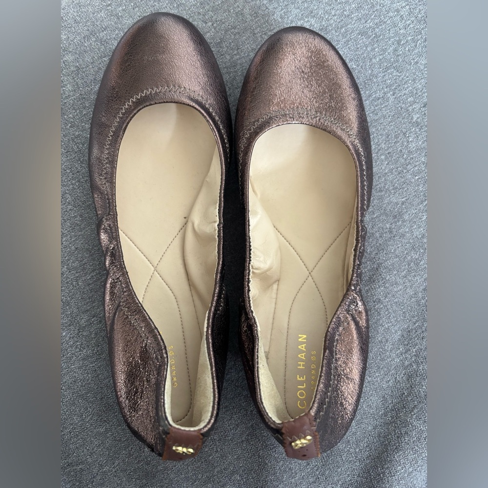 Cole Haan Metallic Bronze Ballet Flats